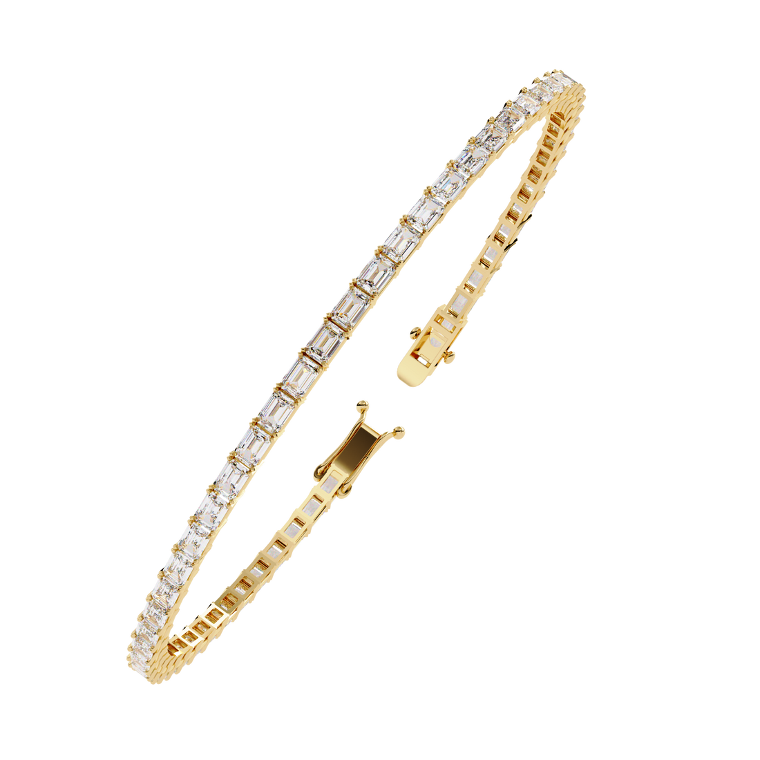Emerald Cut Lab Grown Diamond Tennis Bracelet