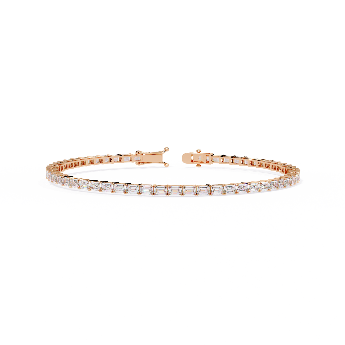 Emerald Cut Lab Grown Diamond Tennis Bracelet