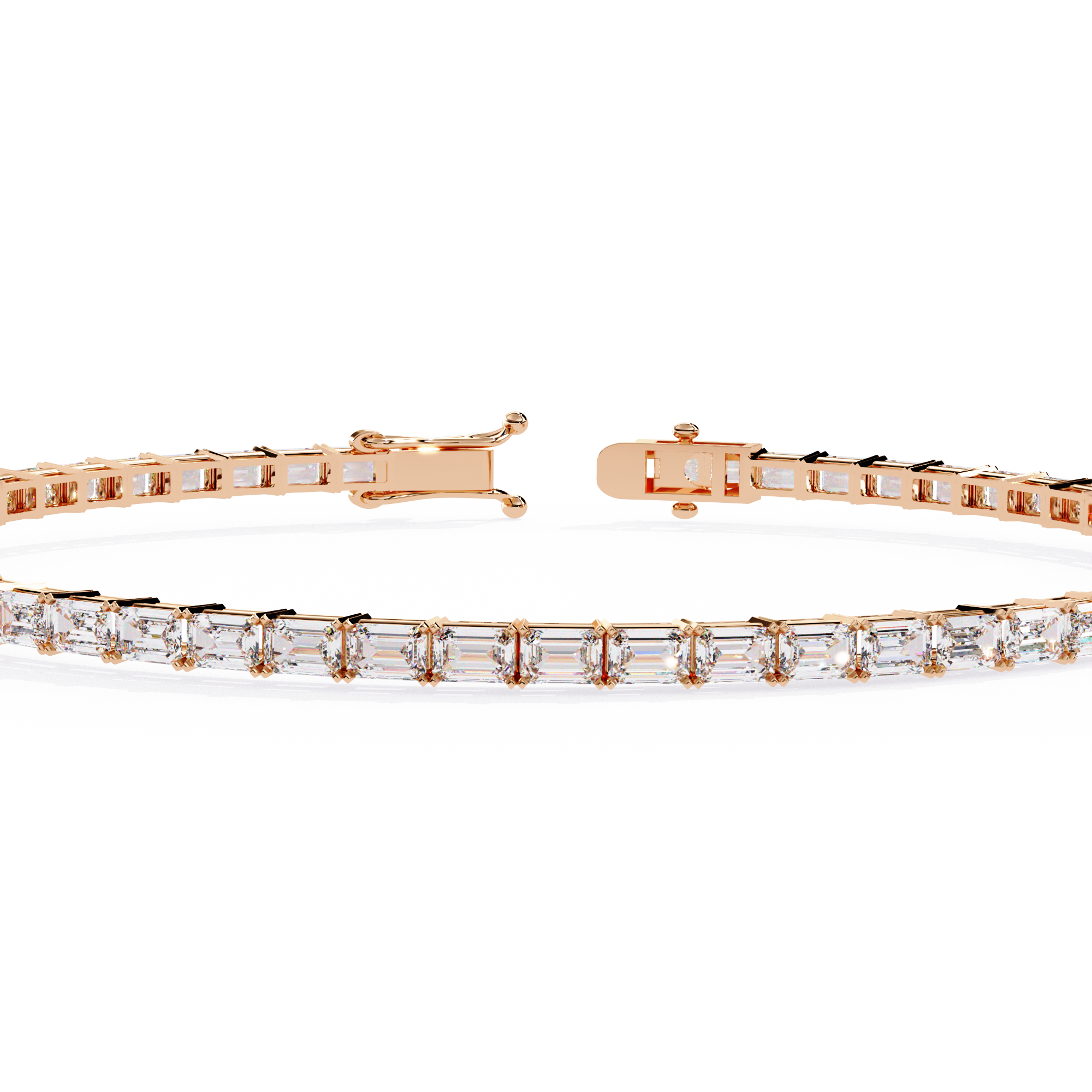 Emerald Cut Lab Grown Diamond Tennis Bracelet