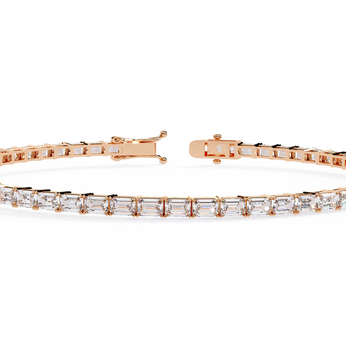Emerald Cut Lab Grown Diamond Tennis Bracelet