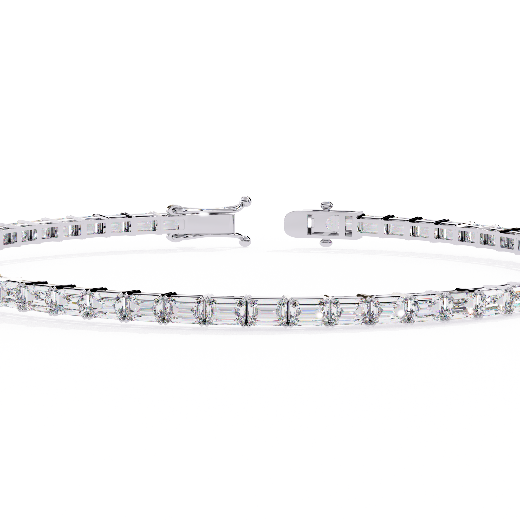 Emerald Cut Lab Grown Diamond Tennis Bracelet