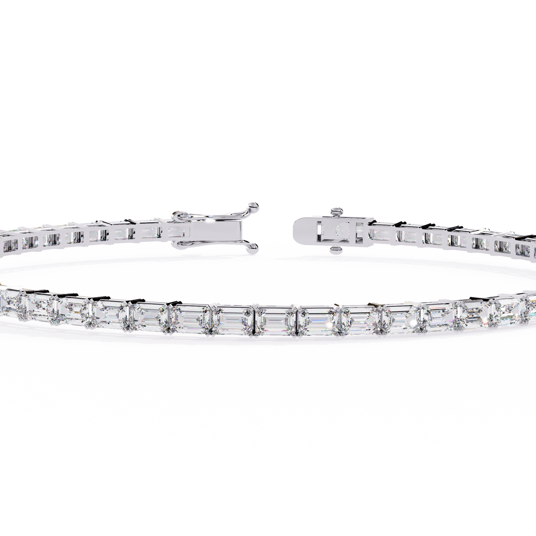 Emerald Cut Lab Grown Diamond Tennis Bracelet