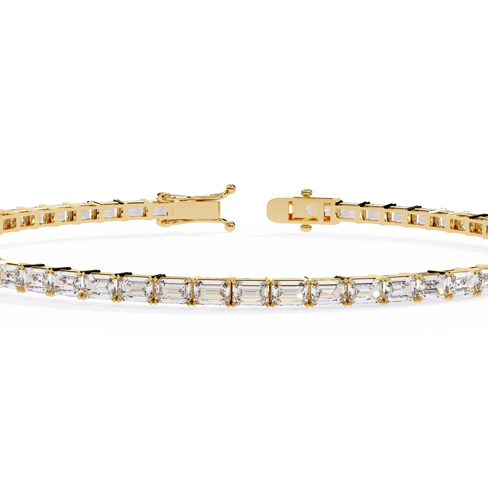 Emerald Cut Lab Grown Diamond Tennis Bracelet