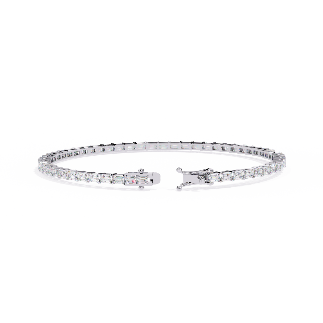 Emerald Cut Lab Grown Diamond Tennis Bracelet