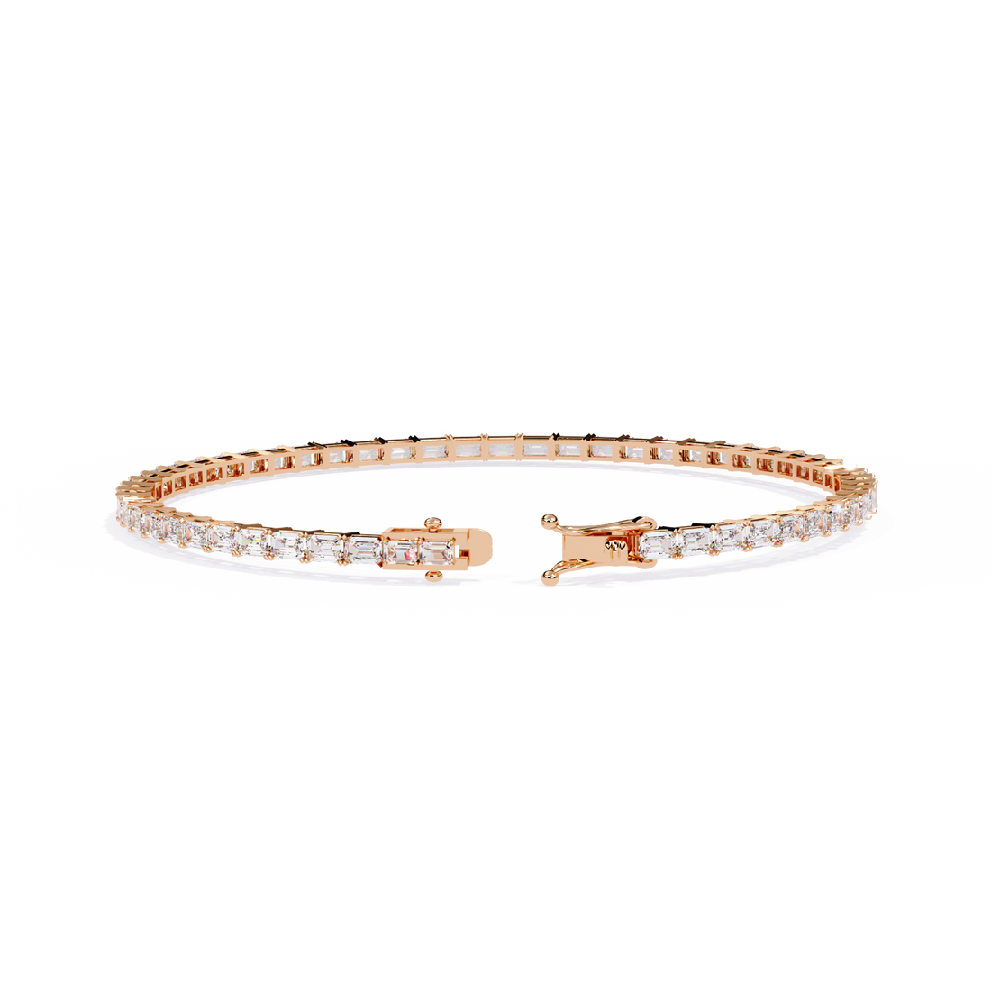 Emerald Cut Lab Grown Diamond Tennis Bracelet