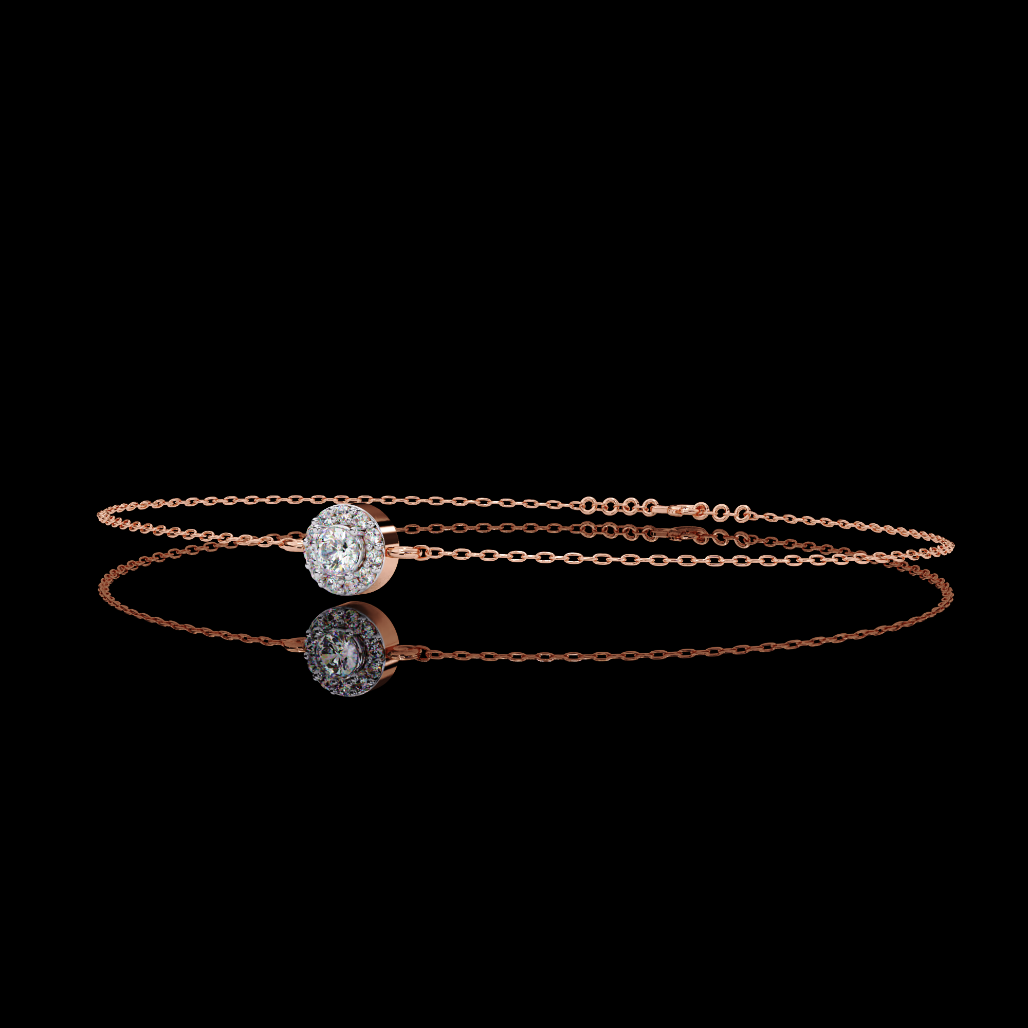 Solitaire Halo Diamond Bracelet