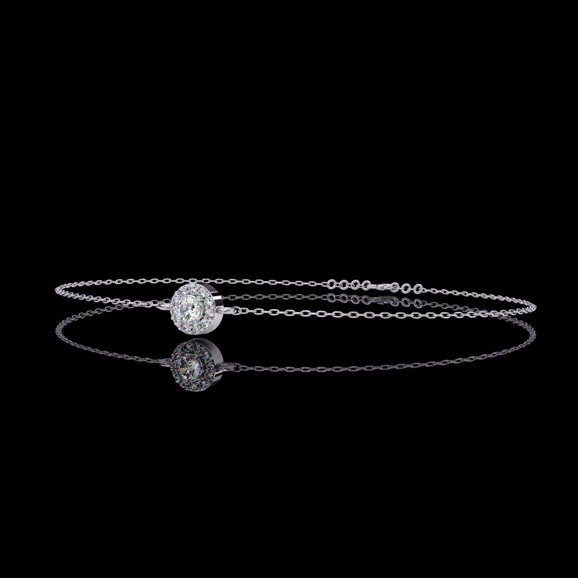 Solitaire Halo Diamond Bracelet