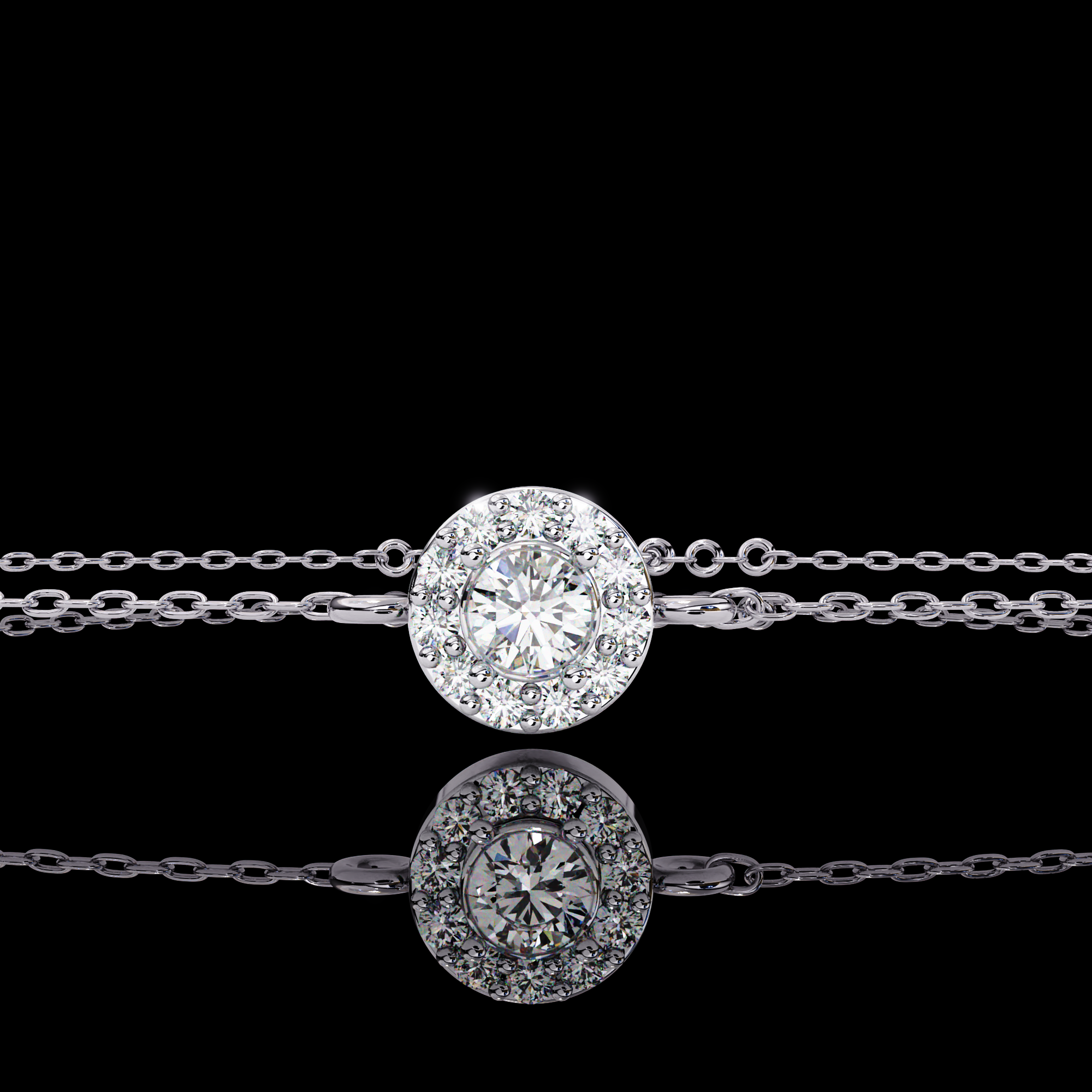 Solitaire Halo Diamond Bracelet