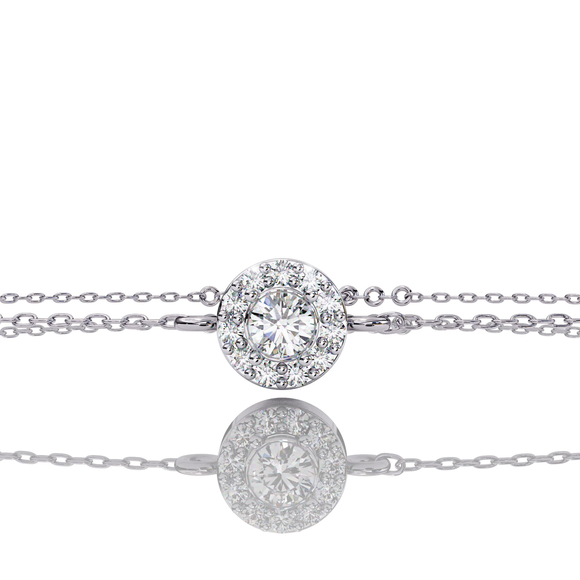 Solitaire Halo Diamond Bracelet