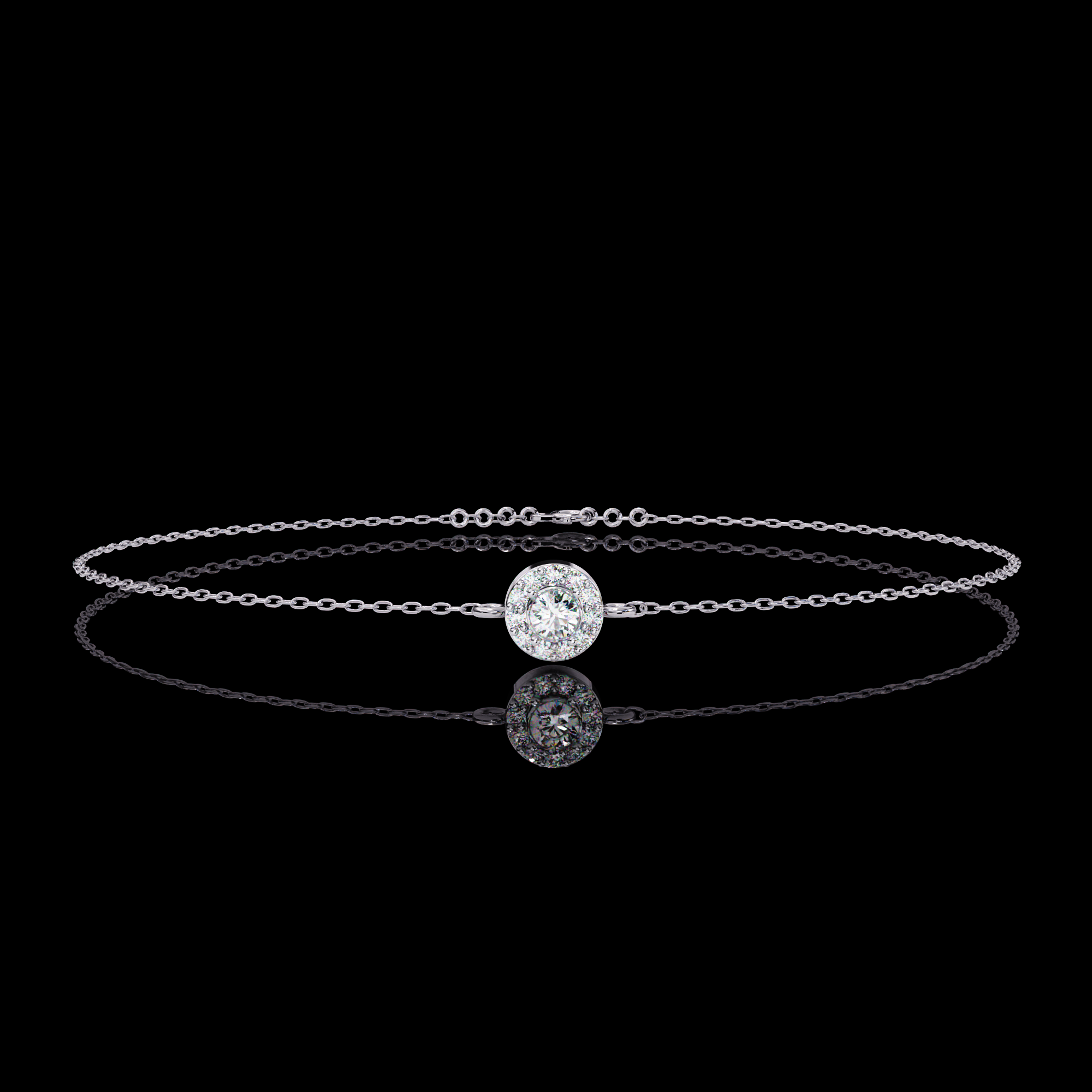 Solitaire Halo Diamond Bracelet