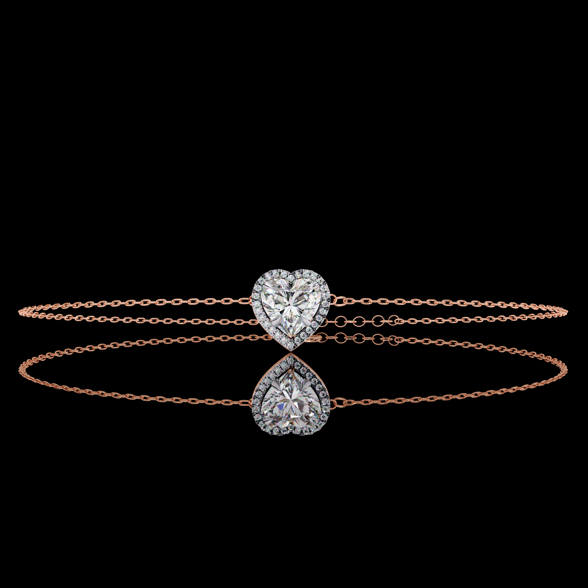 Heart Halo Diamond Bracelet