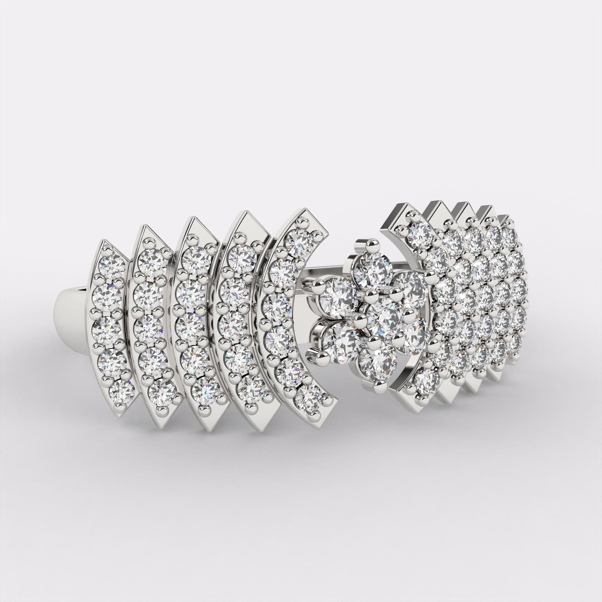 Diamond Cascade Ring in 925 Silver