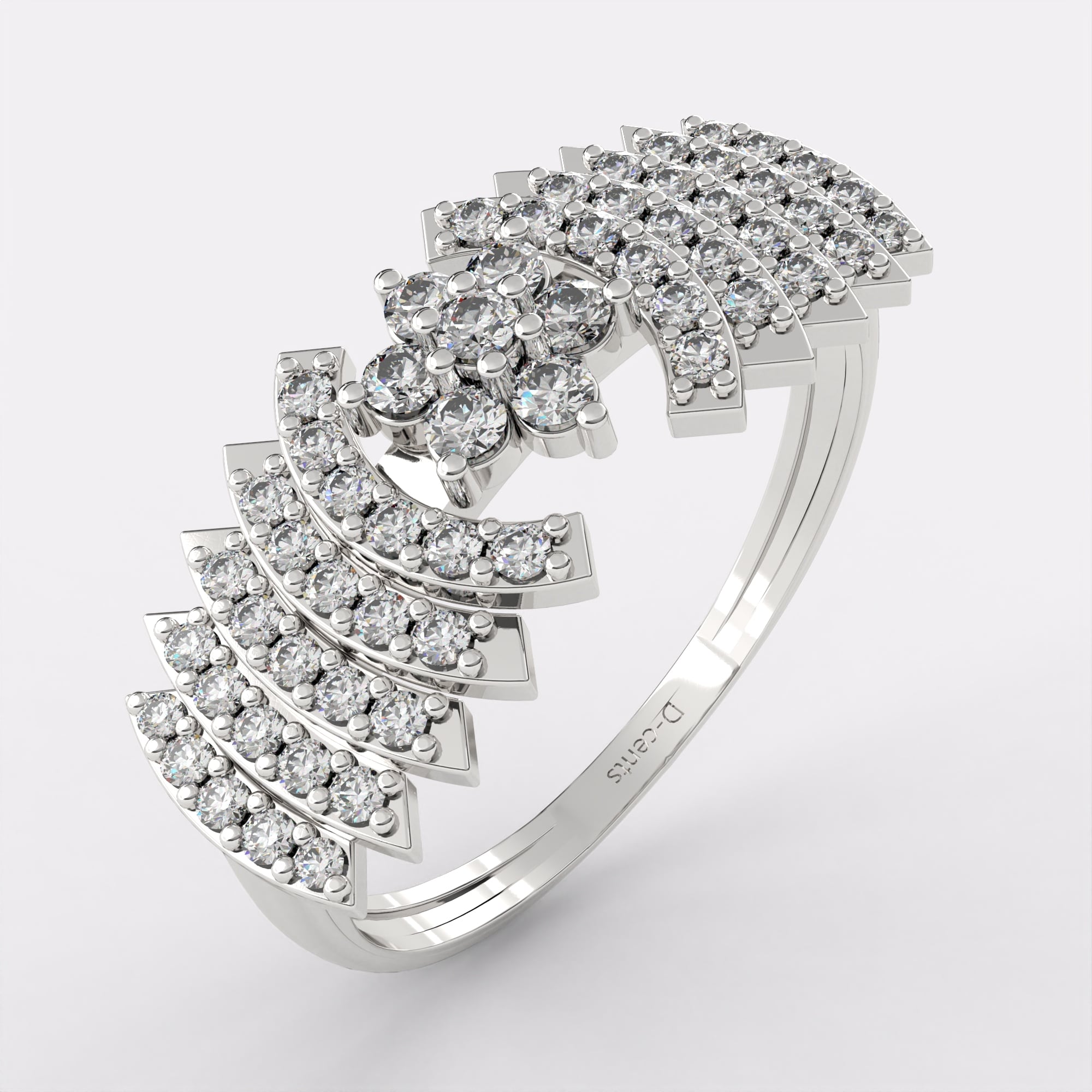 Diamond Cascade Ring in 925 Silver