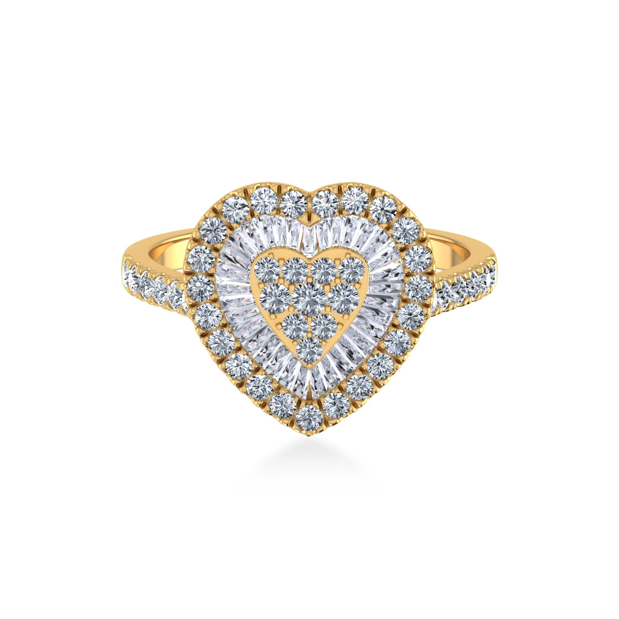 Baguette & Round Heart Lab-Grown Diamond Halo Ring