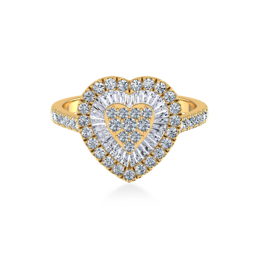 Baguette & Round Heart Lab-Grown Diamond Halo Ring