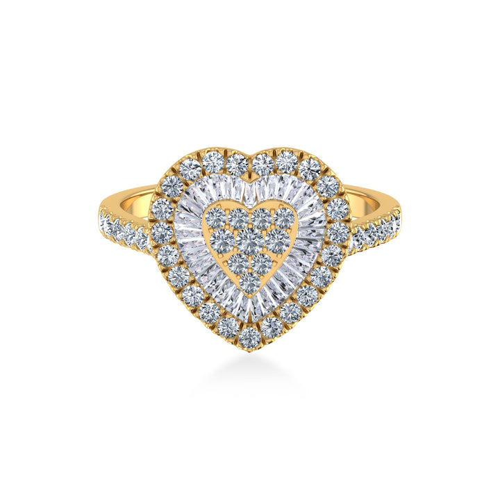 Baguette & Round Heart Lab-Grown Diamond Halo Ring