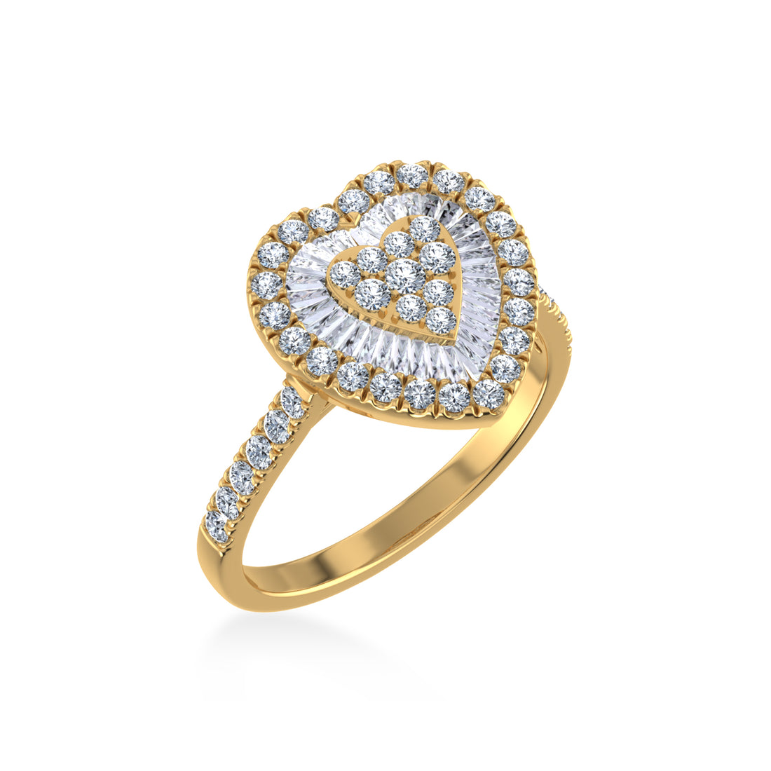 Baguette & Round Heart Lab-Grown Diamond Halo Ring 3