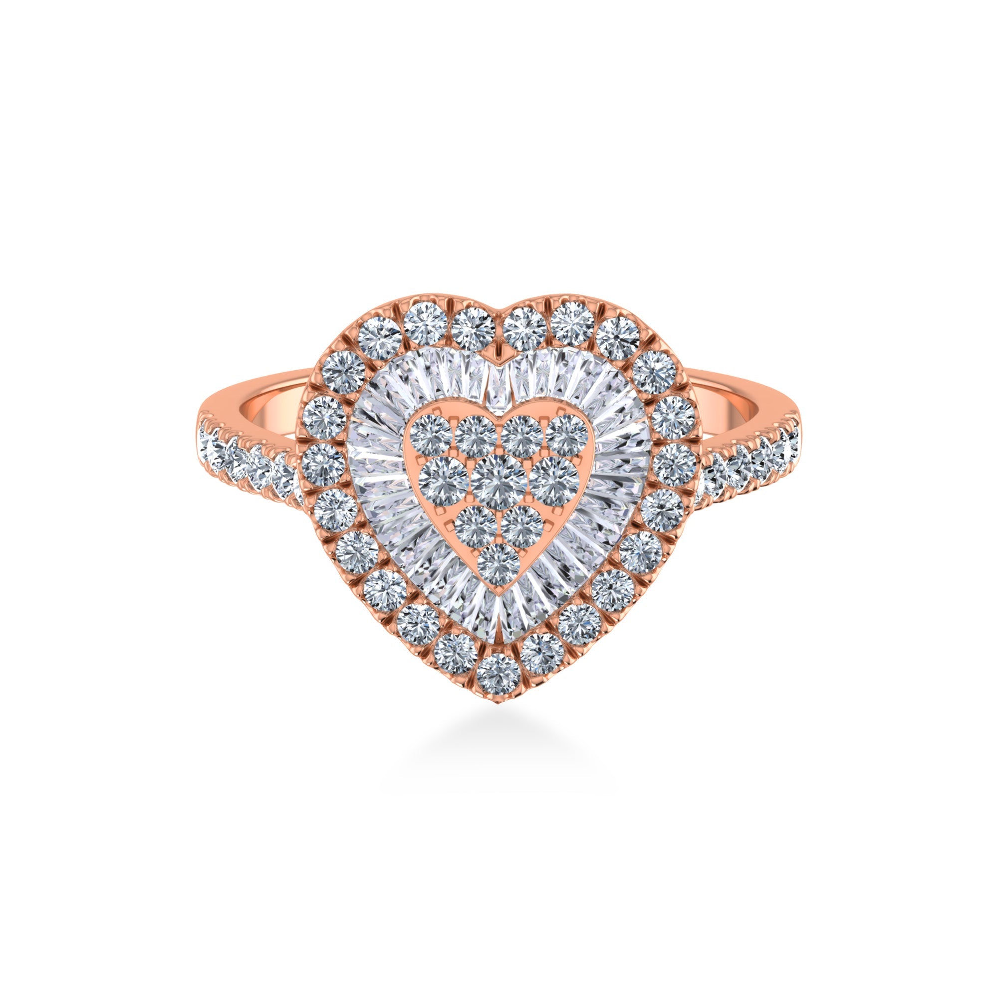 Baguette & Round Heart Lab-Grown Diamond Halo Ring 4
