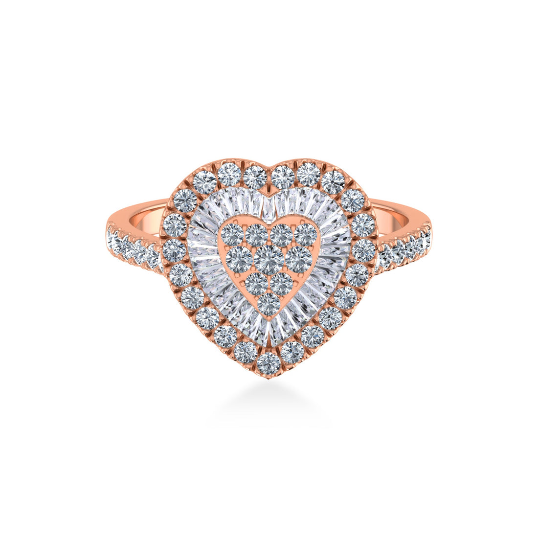 Baguette & Round Heart Lab-Grown Diamond Halo Ring 4