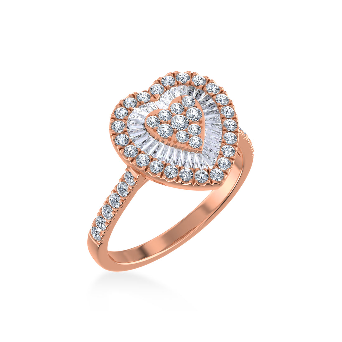 Baguette & Round Heart Lab-Grown Diamond Halo Ring 6