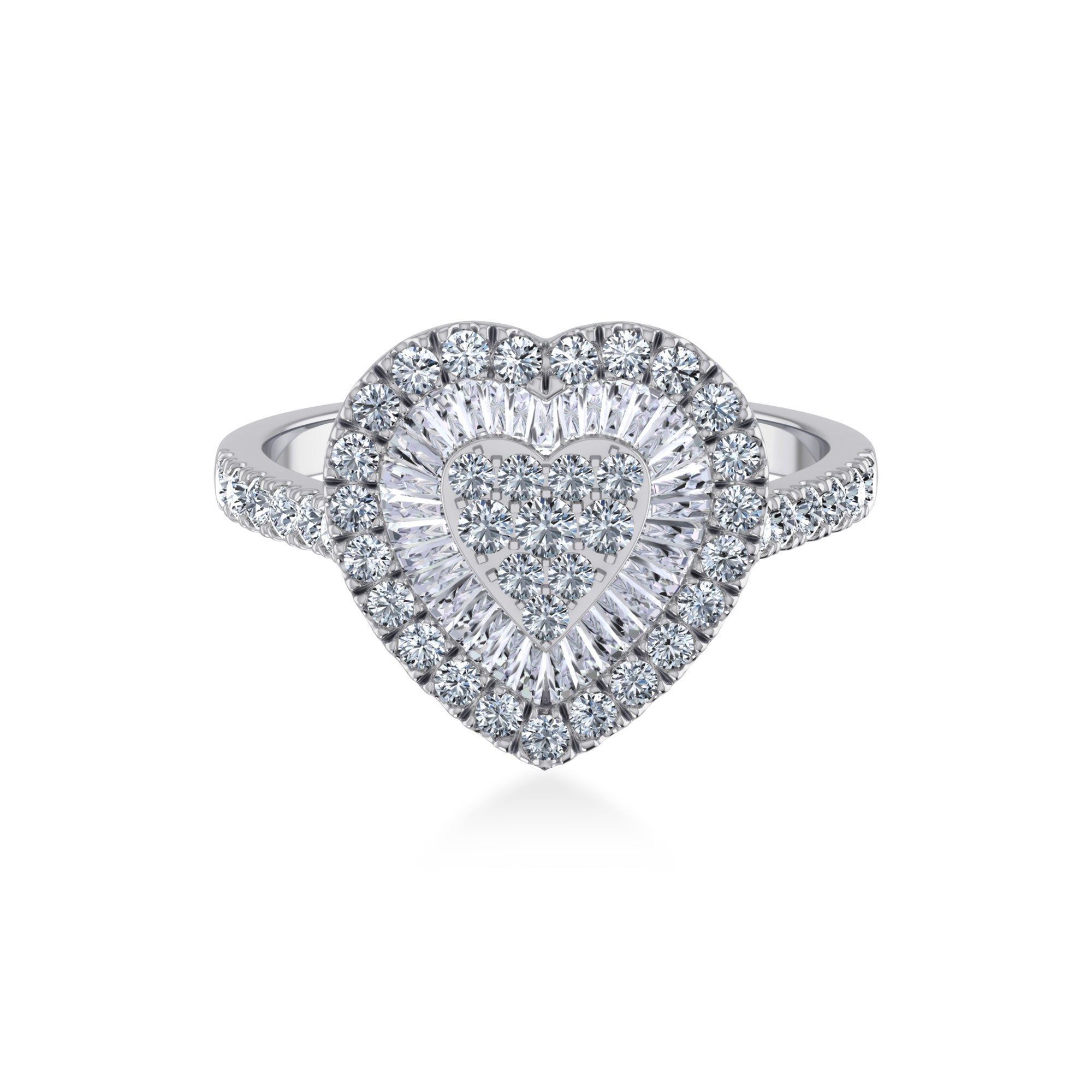 Baguette & Round Heart Lab-Grown Diamond Halo Ring 7