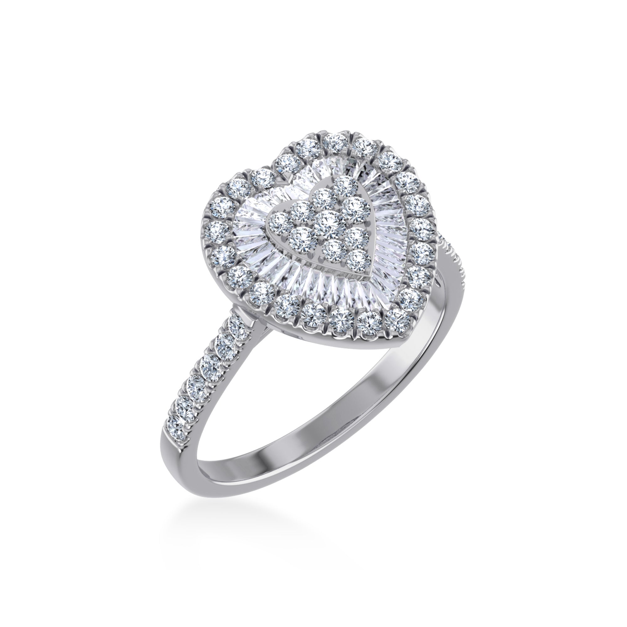 Baguette & Round Heart Lab-Grown Diamond Halo Ring 9