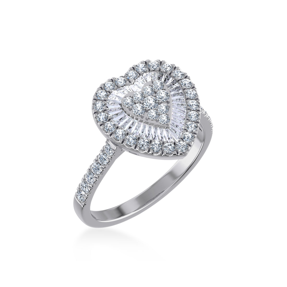 Baguette & Round Heart Lab-Grown Diamond Halo Ring 9