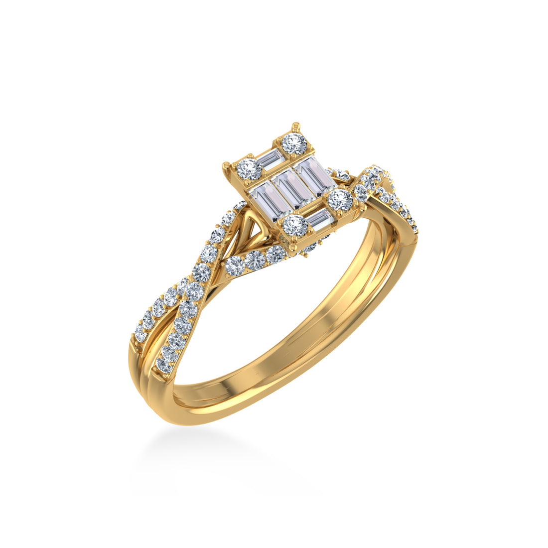 Baguette & Round Lab-Grown Diamond Ring2