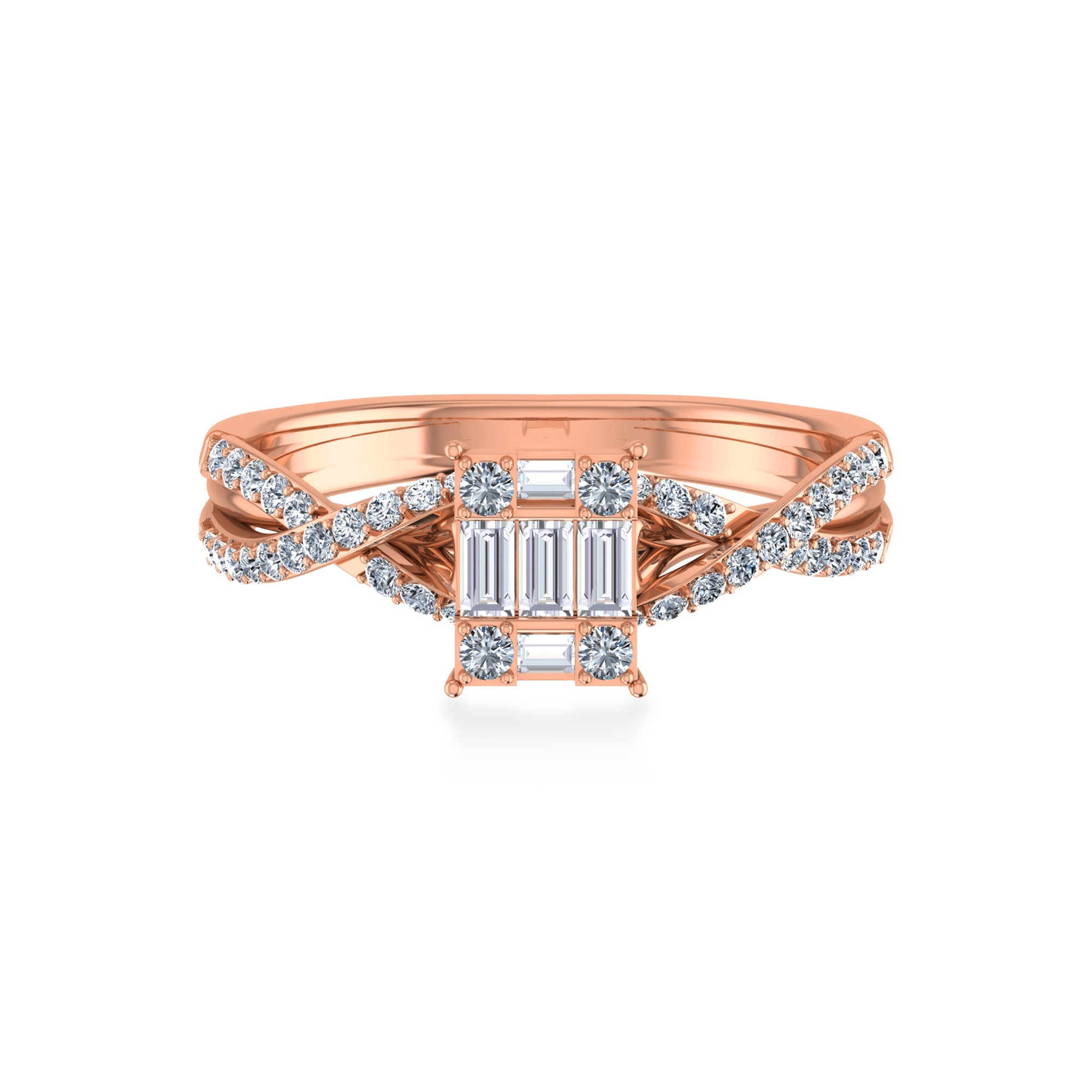 Baguette & Round Lab-Grown Diamond Ring4
