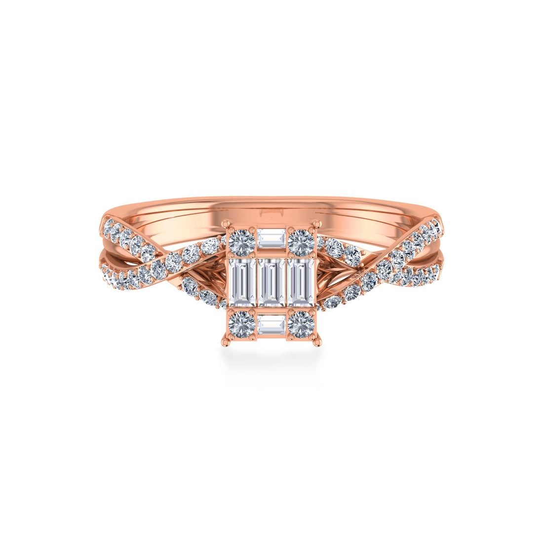 Baguette & Round Lab-Grown Diamond Ring4
