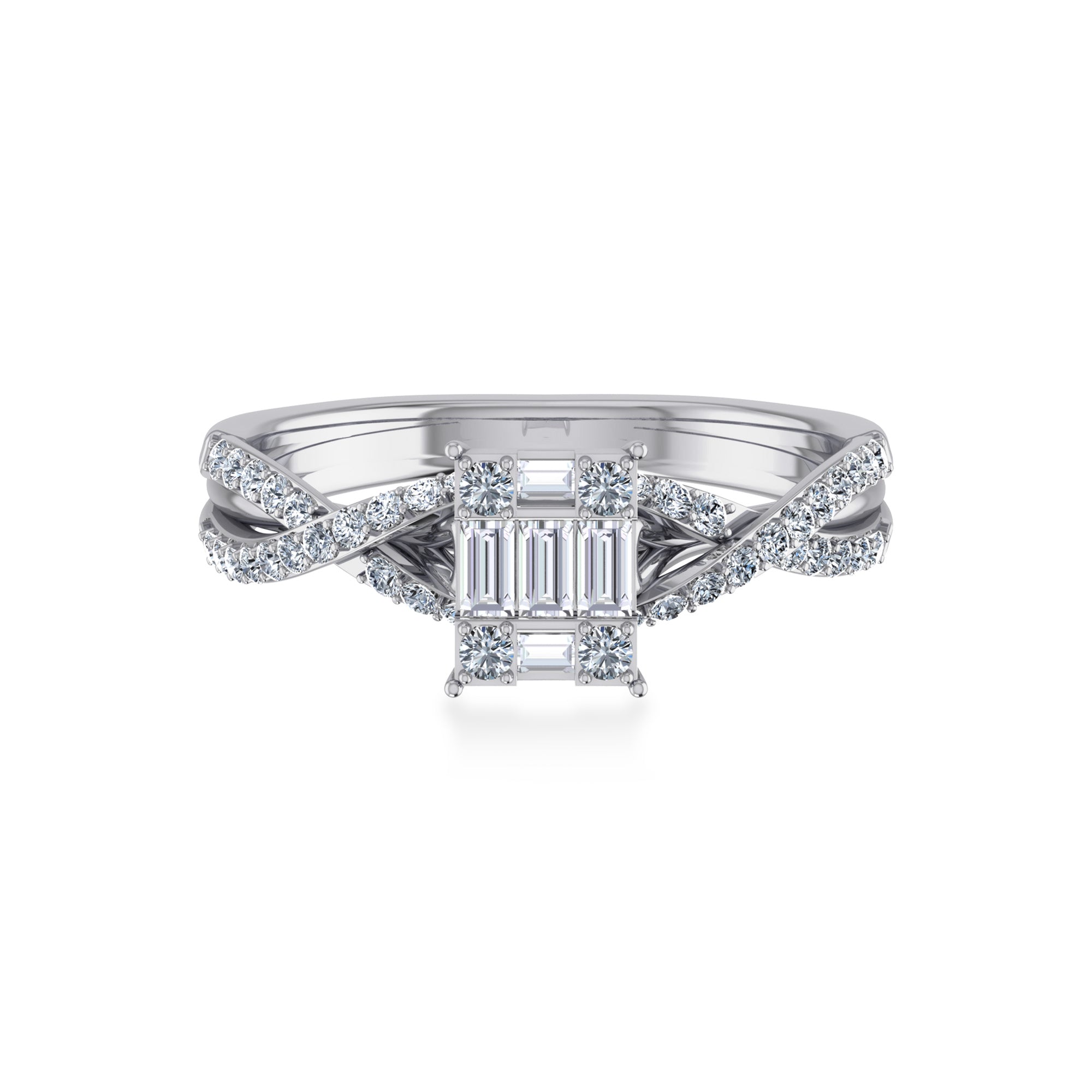Baguette & Round Lab-Grown Diamond Ring7