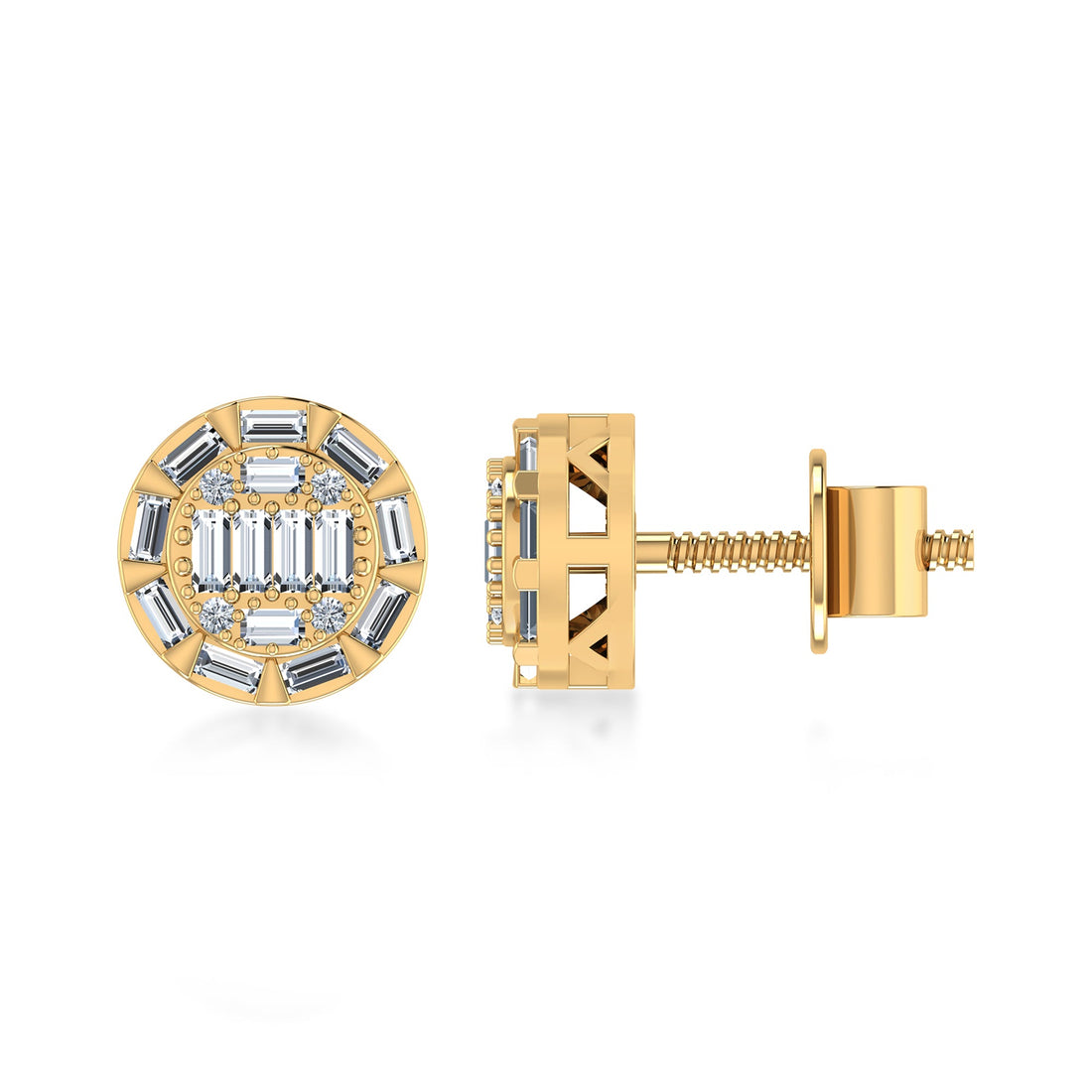 Baguette & Round Lab Grown Diamond Earrings