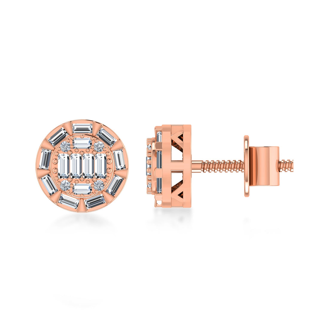 Baguette & Round Lab Grown Diamond Earrings 3