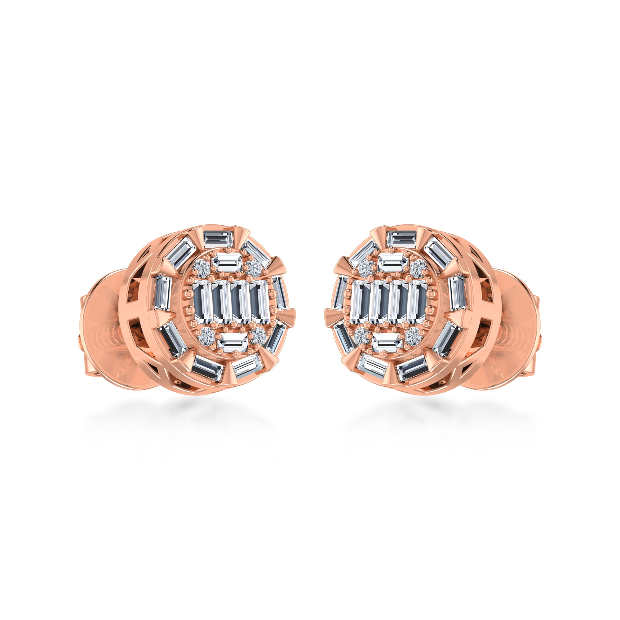 Baguette & Round Lab Grown Diamond Earrings 4