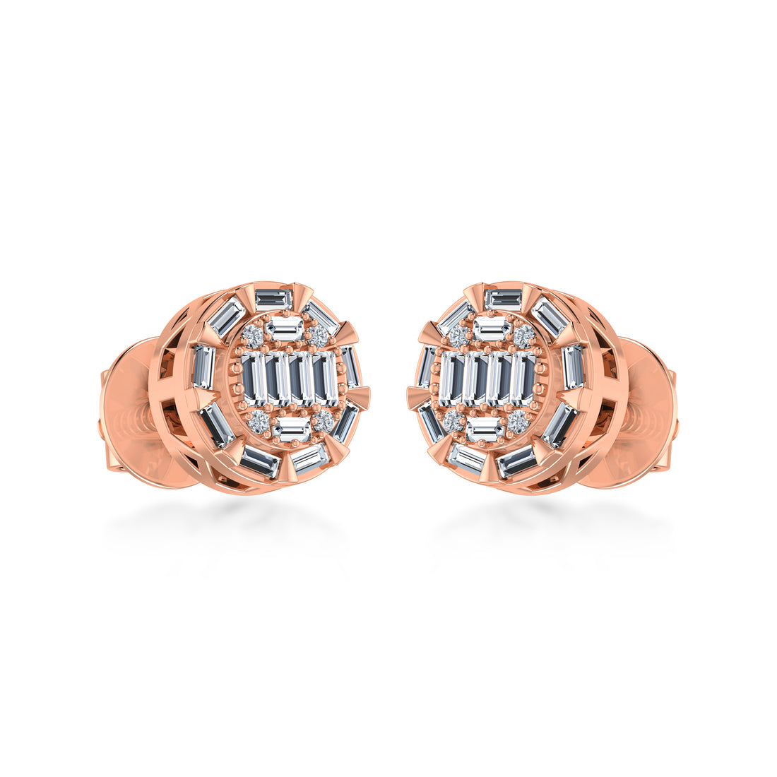 Baguette & Round Lab Grown Diamond Earrings 4