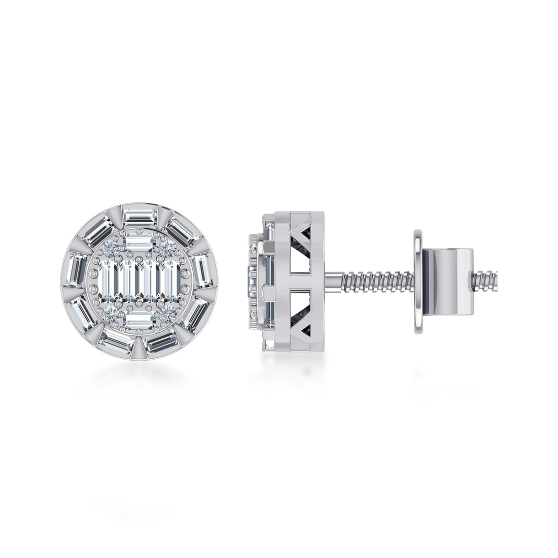 Baguette & Round Lab Grown Diamond Earrings 5