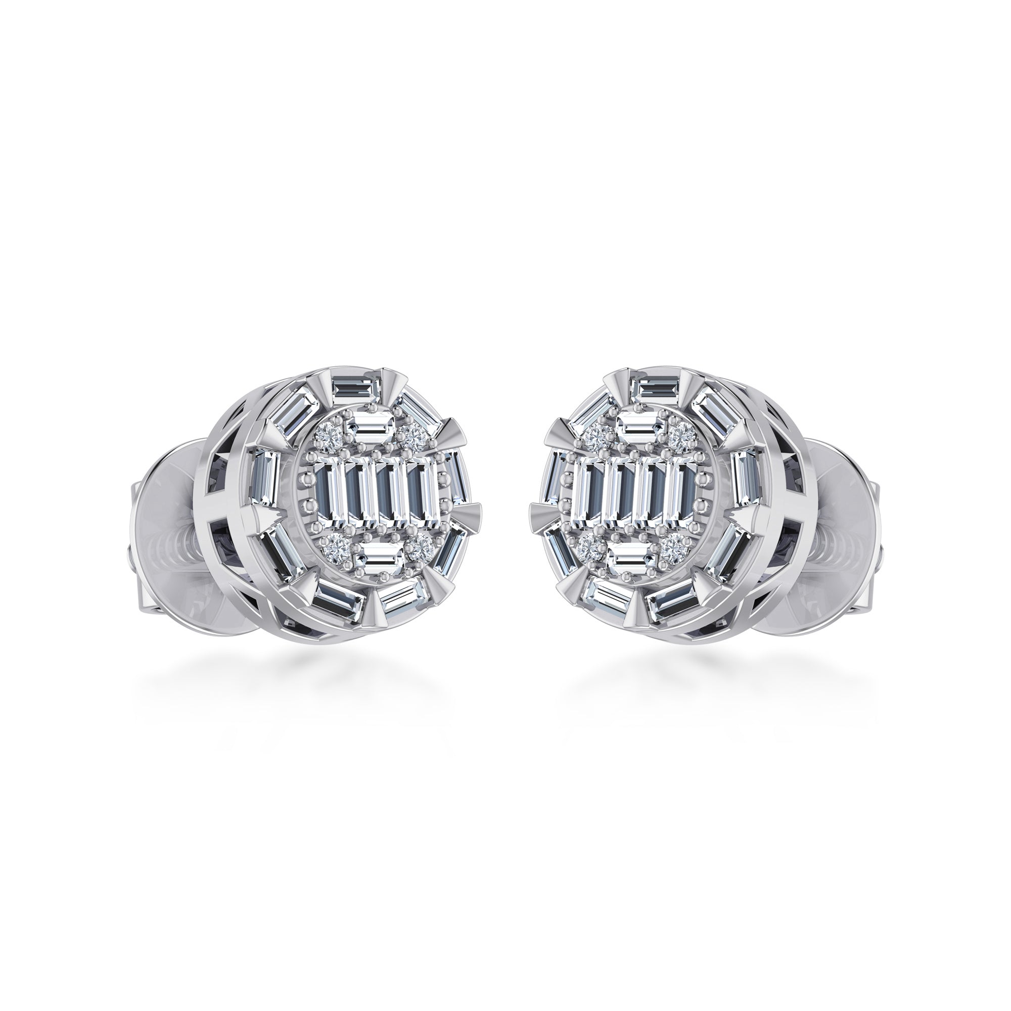 Baguette & Round Lab Grown Diamond Earrings 6