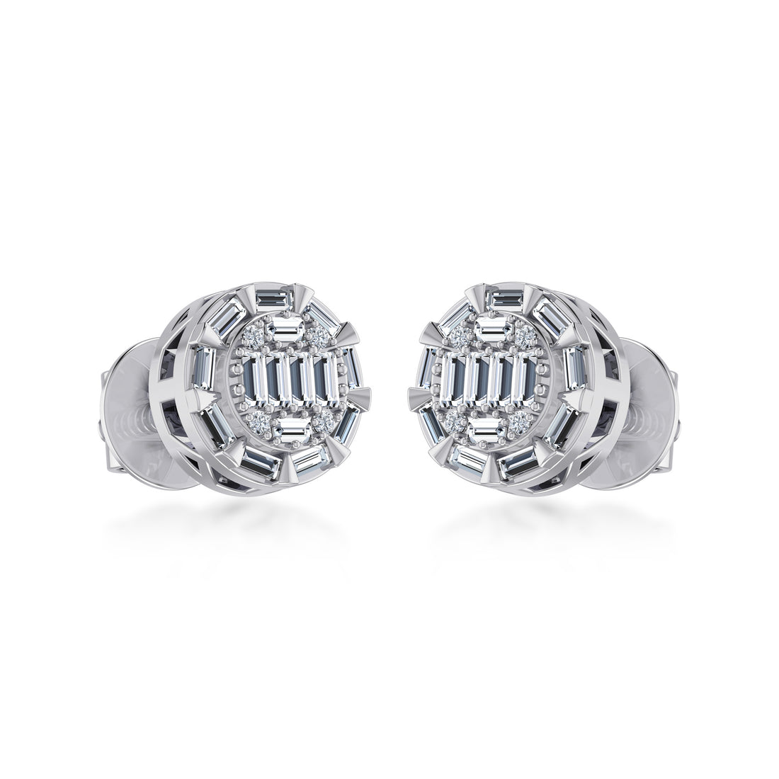 Baguette & Round Lab Grown Diamond Earrings 6