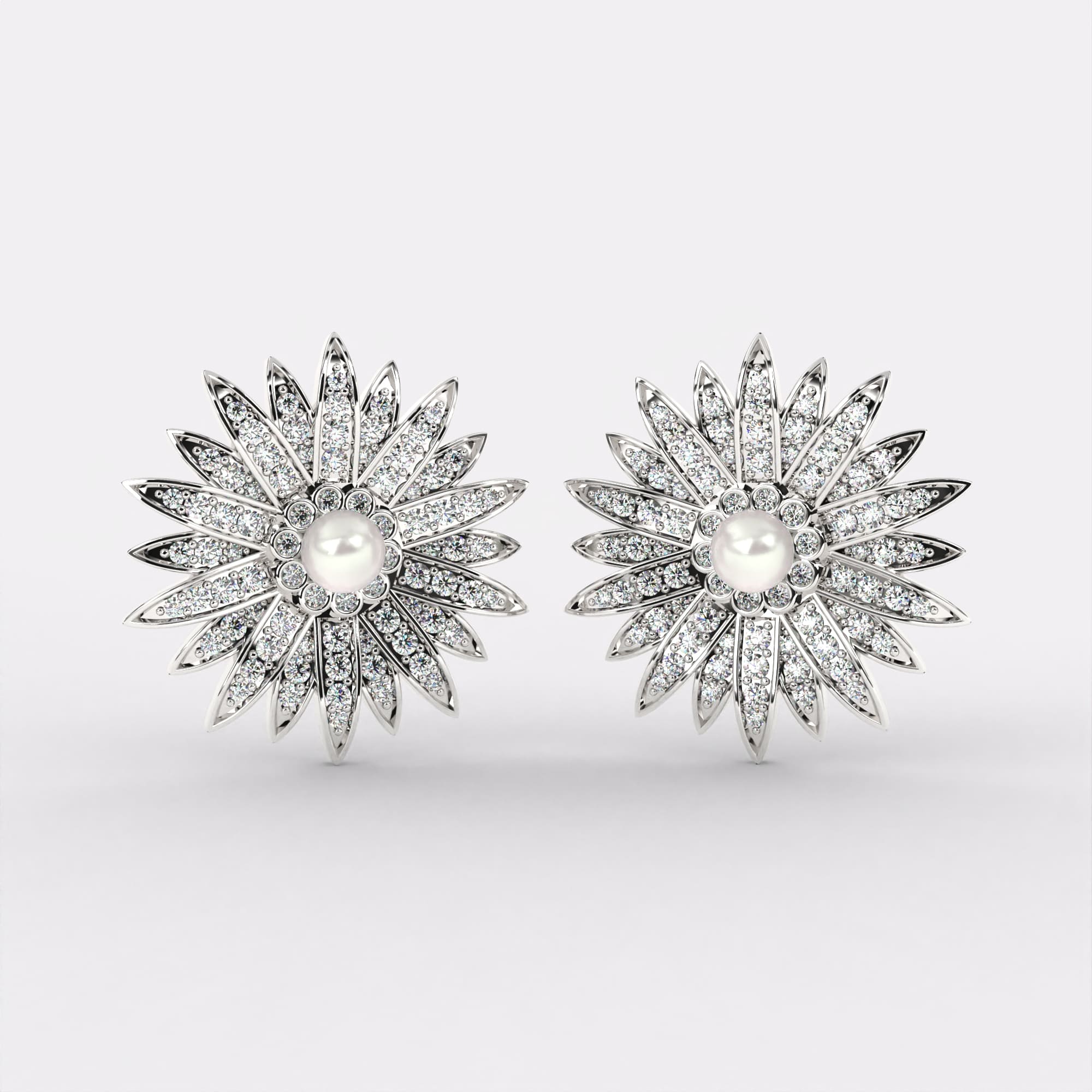 Beam pearl Diamond earrings in 925 Silver