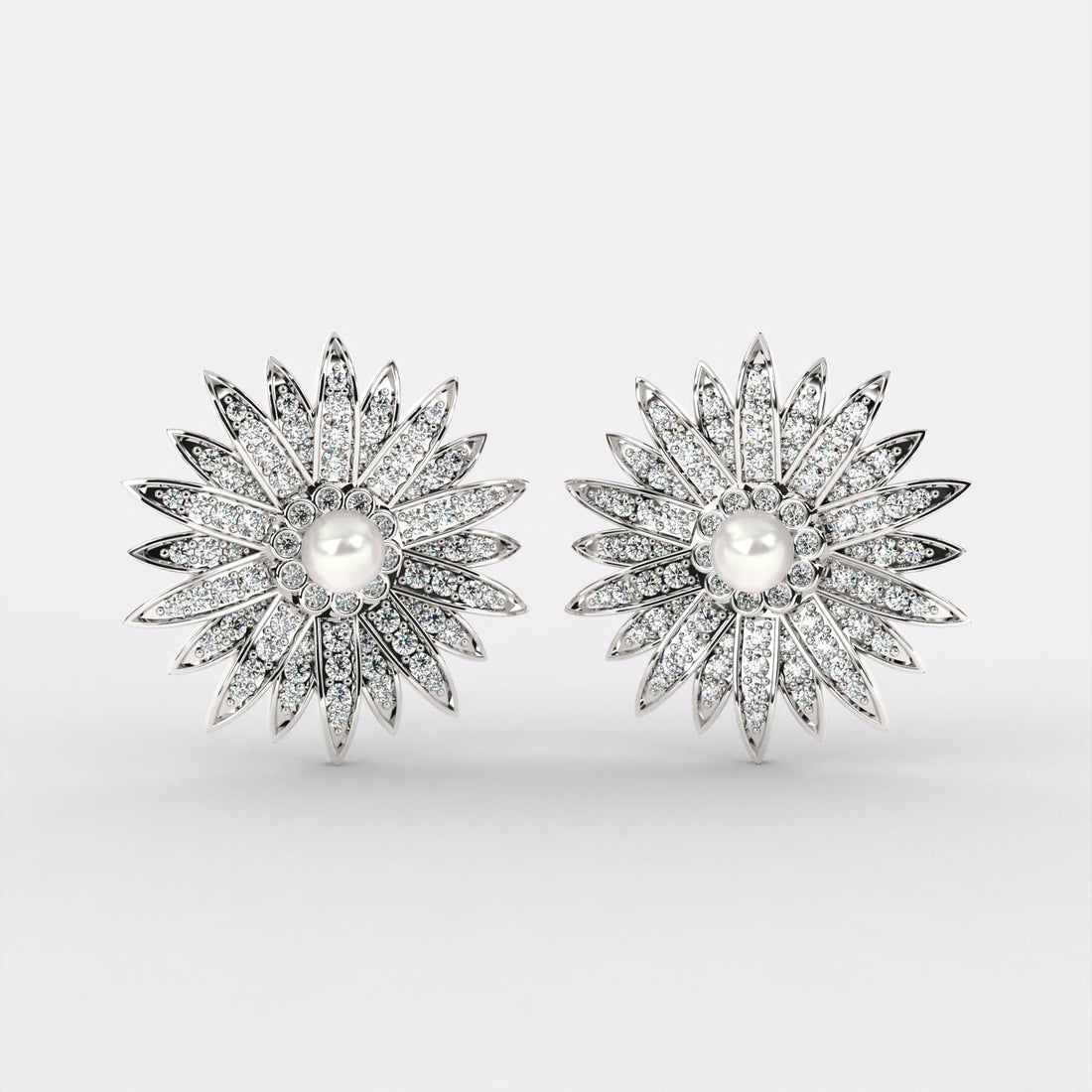 Beam pearl Diamond earrings in 925 Silver