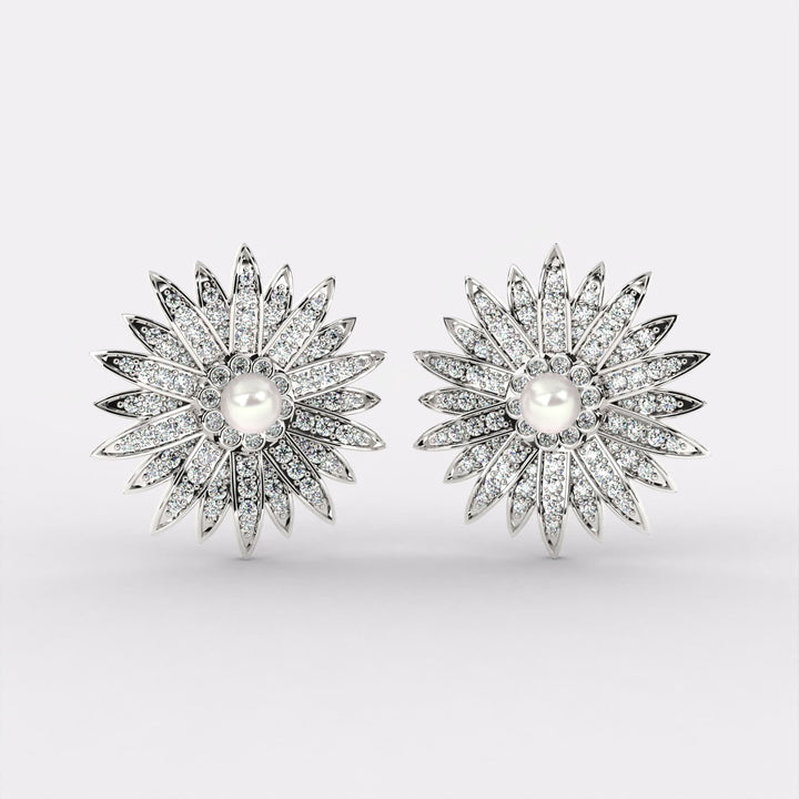 Beam pearl Diamond earrings in 925 Silver