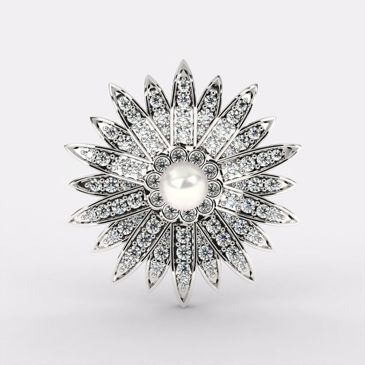 Beam pearl Diamond earrings in 925 Silver