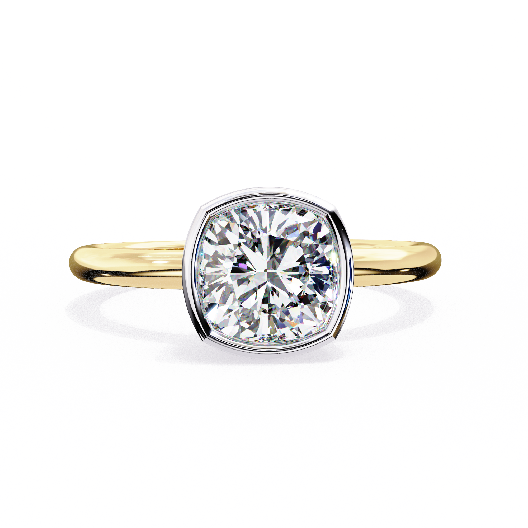 Bezel Setting Cushion Cut Diamond Ring