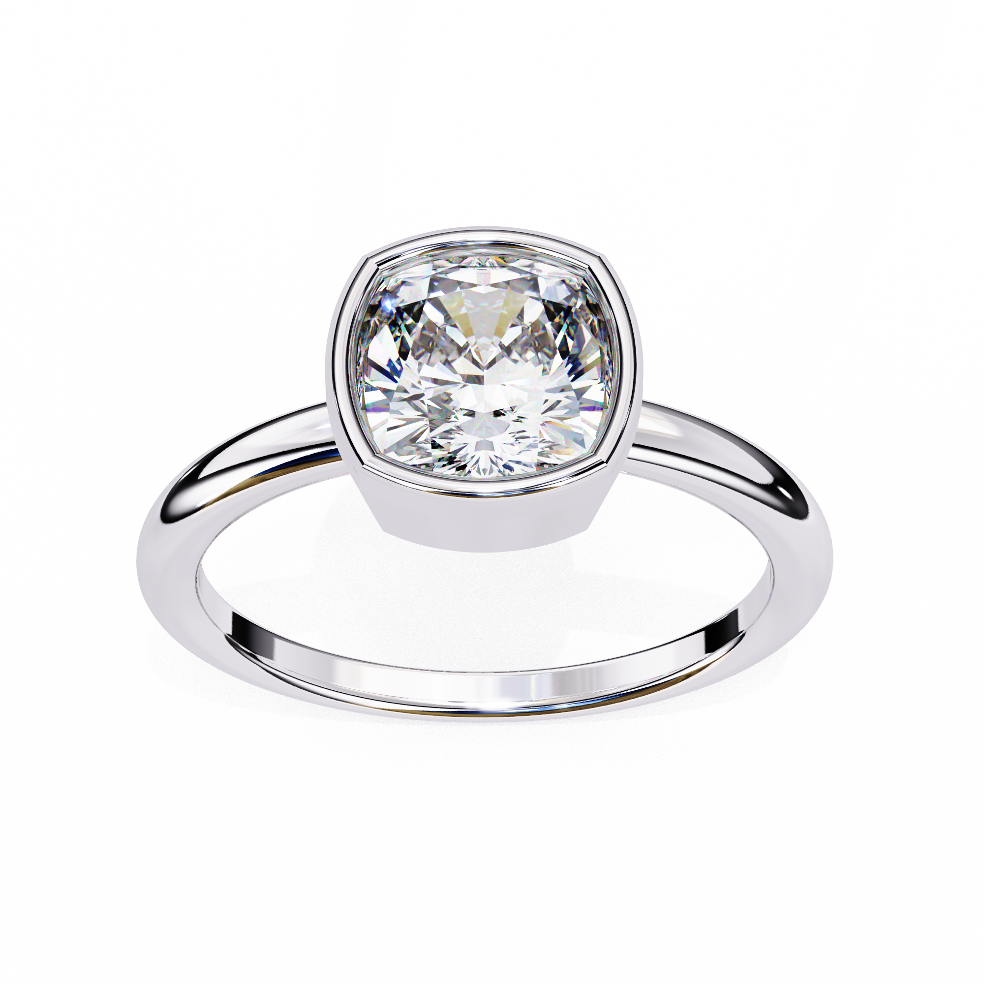 Bezel Setting Cushion Cut Diamond Ring11