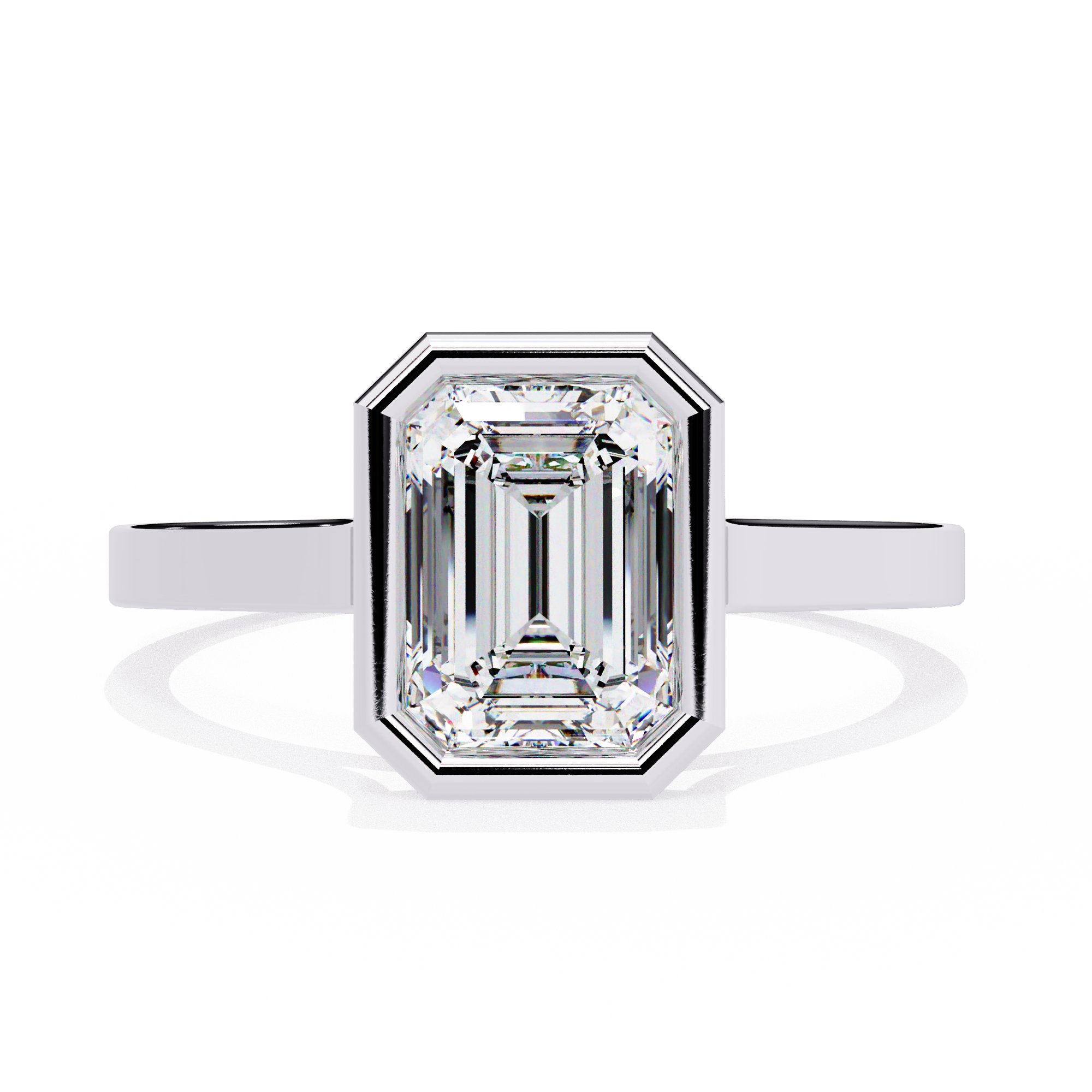 Bezel setting Emerald Cut Lab Grown Diamond Ring 11