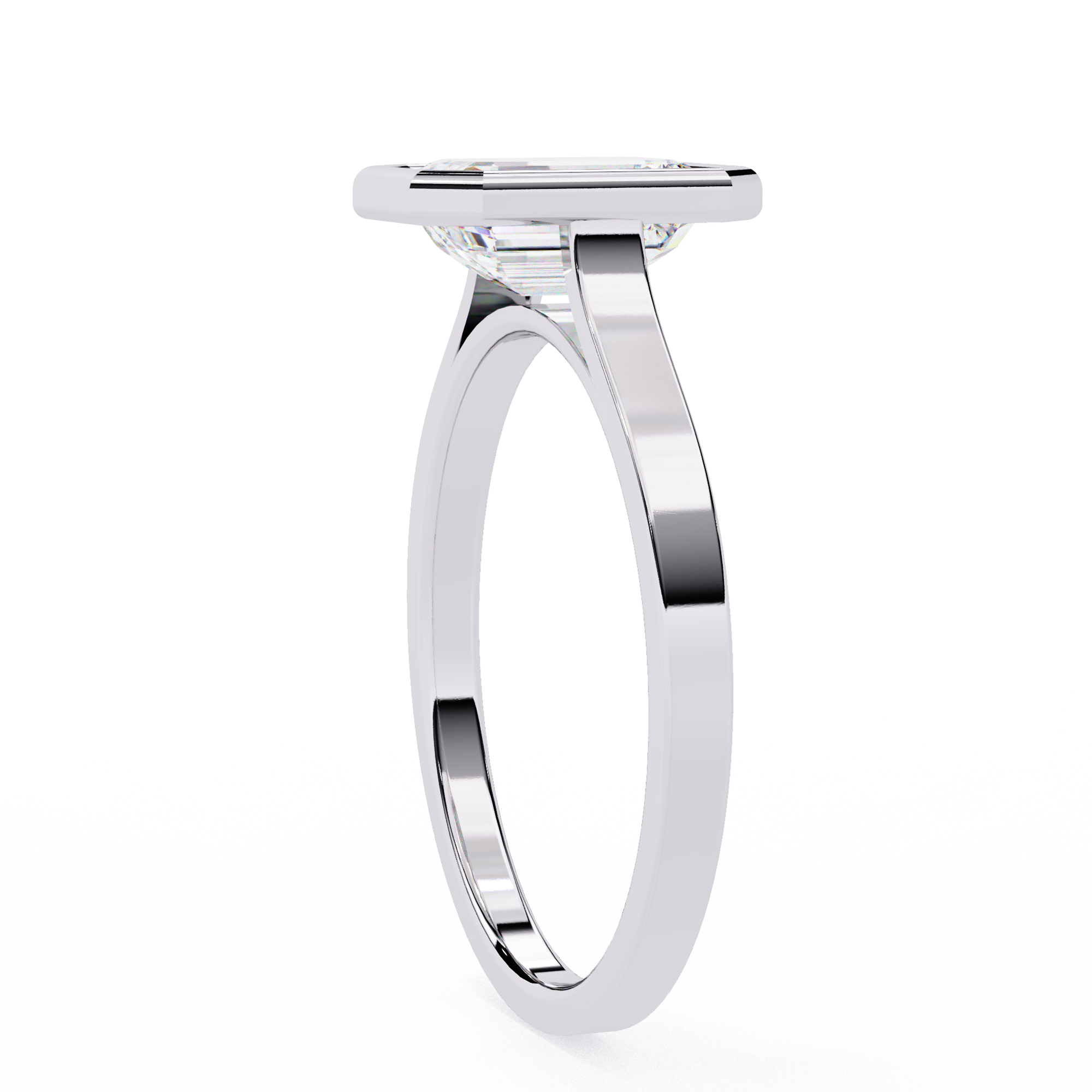 Bezel setting Emerald Cut Lab Grown Diamond Ring 12