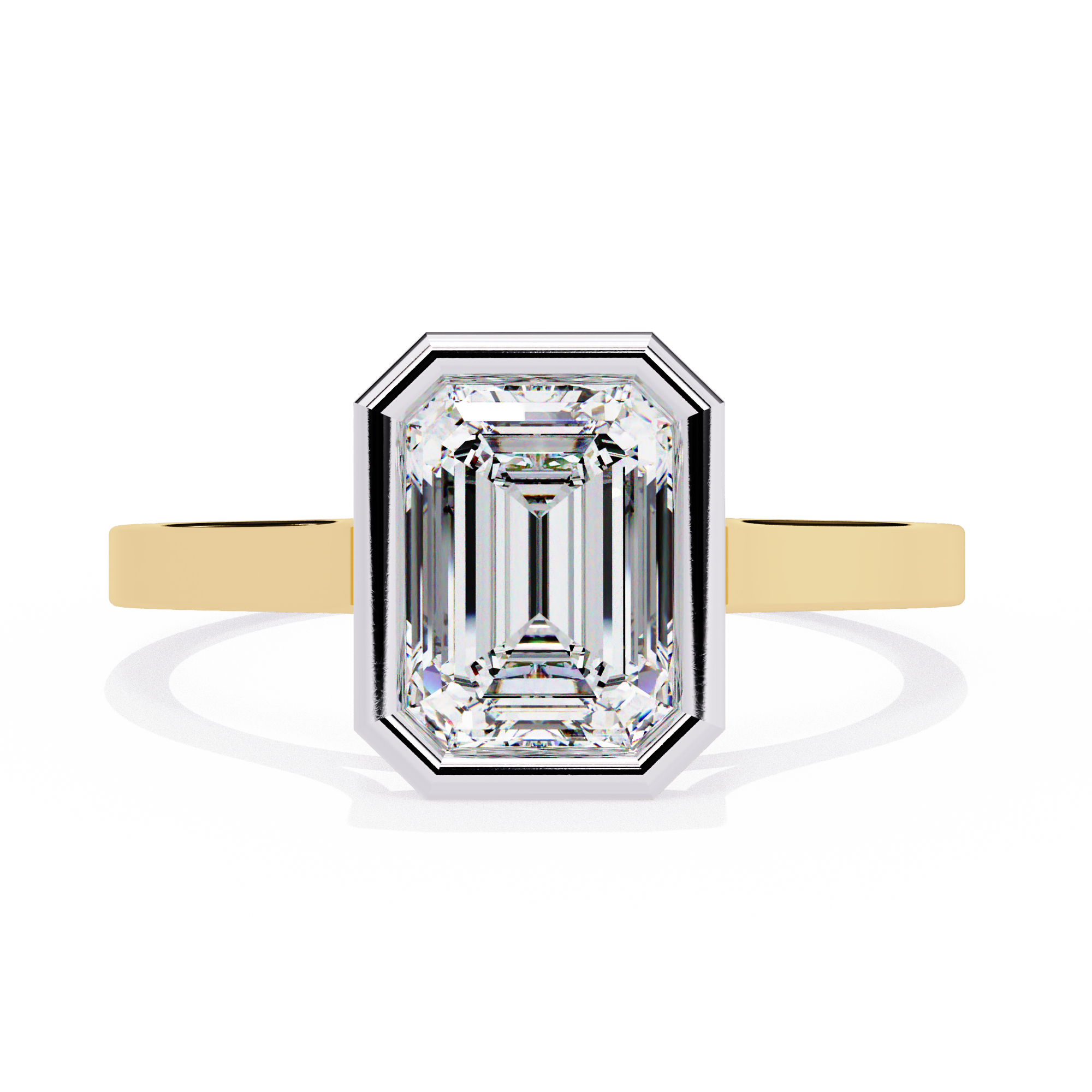 Bezel setting Emerald Cut Lab Grown Diamond Ring 2
