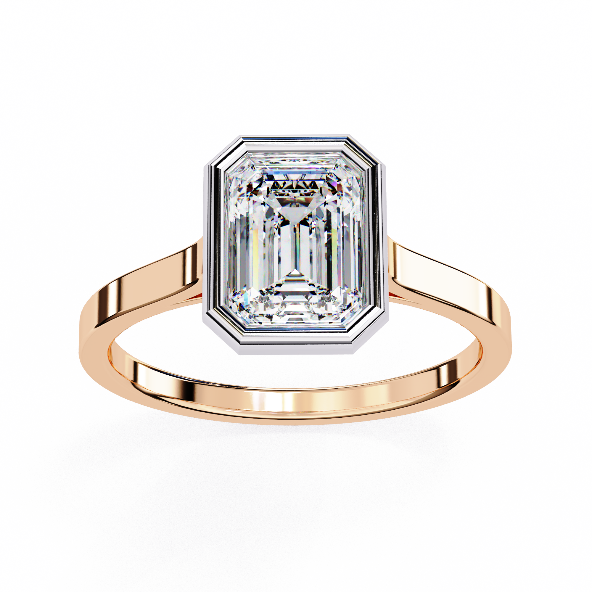 Bezel setting Emerald Cut Lab Grown Diamond Ring 5