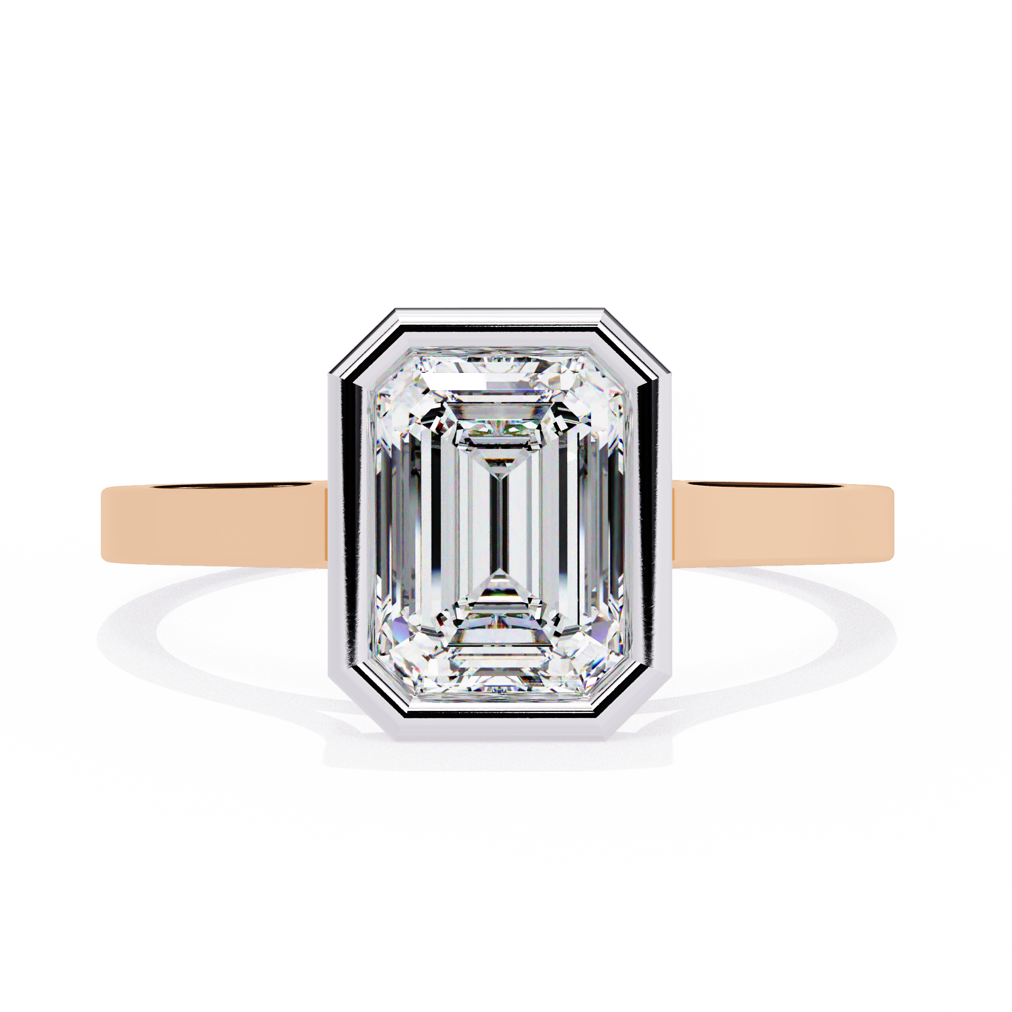 Bezel setting Emerald Cut Lab Grown Diamond Ring 6