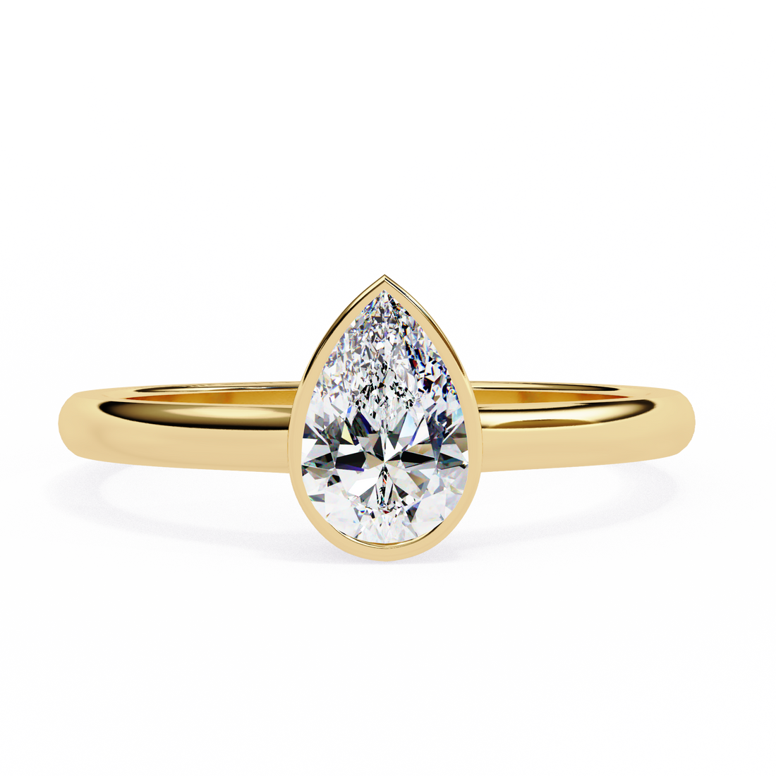 Bezel setting Pear Cut Lab Grown Diamond Ring